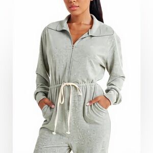 Gray Baggy Zip-Up Jumpsuit